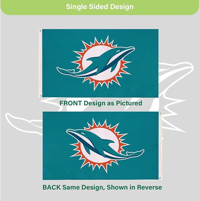 Team Sports America NFL Miami Dolphins 3 x 5 Outdoor Durable House Flag with Grommets | Sport Team Flag & Banner | Indoor Wall Decoration for Room