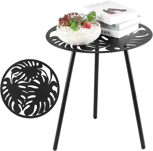 Party Zealot 1 Pack Extra-Large Metal Outdoor Side Tables 18 Inches Outside End Table for Patio Round Accent Garden Corner Table for Small Spaces, Balcony, Porch Plant Stand Indoor