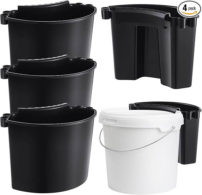 4 Pcs Car Detailing Bucket Organizer 10.2 x 7.8 x 5.5 Inch Car Washing Bucket Caddy Portable Multipurpose Hanging Organizer for Accessories Tool Home Garden Camping (Black)