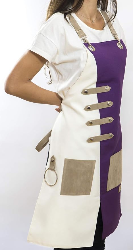 MONAPRON Apron for Women and Men Waterproof Canvas Extra Pocket for Chef Barista Gardening BBQ Grilling Crossback Unisex