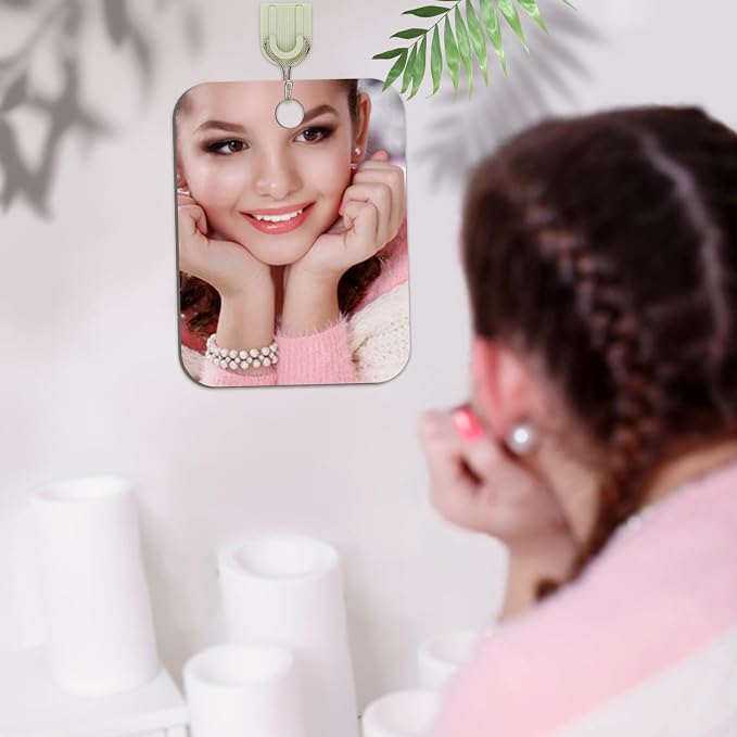 JUNEBRUSHS 2 Pack Medium Mirror for Shaving Shower Mirror 6 × 8 inch | for Wall Hanging Bathroom, Handheld Makeup Mirror, for Men Portable Travel Camping