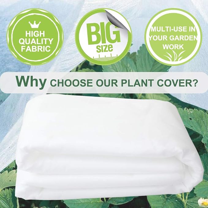 Plant Covers Freeze Protection 10 ft x 10 ft Floating Row Cover 0.9oz/yd² Garden Fabric Plant Cover for Winter Frost/Sun Pest Protection (10FT X 10FT)
