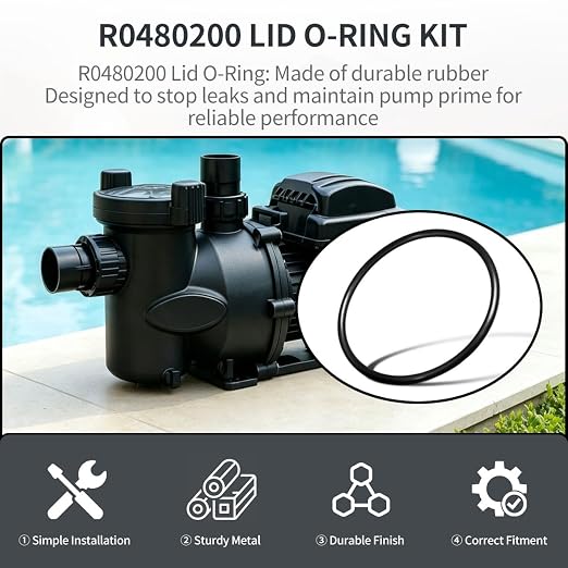 R0480200 Lid O-Ring for Jandy Zodiac VS FloPro and FHPF Pool Pump | Fits FHPM Series Pool and Spa Pumps, Models VSFHP085AUT VSFHP085JEP VSFHP165AUT VSFHP165JEP, With Silicone Grease 2-Pack
