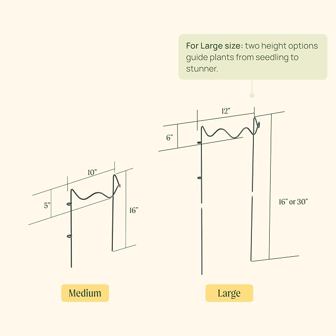 6 Pack Plant Support Stakes, Wavy Metal Garden Plant Stake, Peony Cages and Supports, 10"(W) x 16" (H) Flower Support Ring for Peonies, Hydrangea