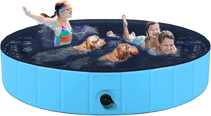 Dog Pool Foldable pet Pool Large Dog Swimming Pool pet Swimming Pool PVC Non-Slip Pool for All Kinds of Pets 63-12in