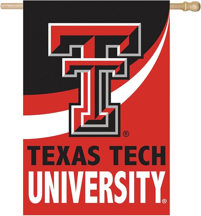 NCAA Texas Tech University House Flag, 28 x 44, Double Sided Garden Flags for Outside, Outdoor College Flags & Banners for Gardens Patio, Indoor Wall Decor Flag for Room