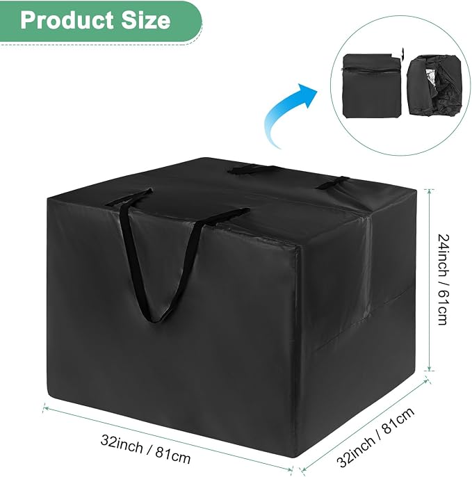 M METERXITY Outdoor Patio Cushion Storage Bags, 32" x 32" x 24" (L x W x H) Furniture Cushion Storage, Garden Furniture Cushion Carrying Bags for Storage Items [Black]