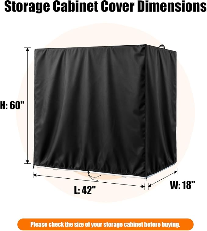 Kasla Storage Cabinet Cover, Outdoor Chest Storage Waterproof Cover, Weatherproof Cabinets Covers for Kitchen Patio Garden Backyard (42"L×18"W×60"H)