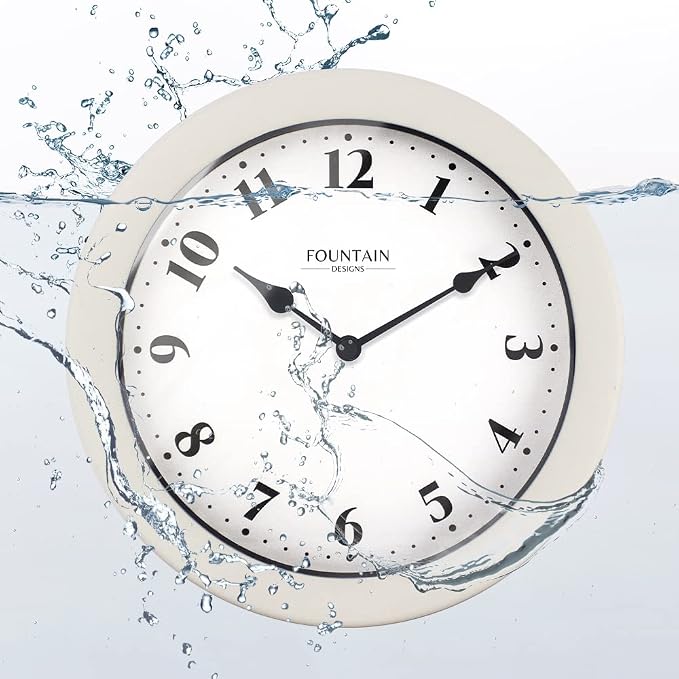 8.26" Nordic Indoor/Outdoor Clock, Waterproof & Dustproof, Modern Style, Snowberry White Color (Qualified for Bathroom and All Outdoor Area)