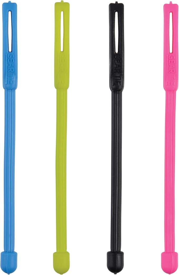 Nite Ize Gear Tie Cordable Twist Tie - Flexible Ties for Cord Management - Reusable Rubber Twist Ties for Wires - Waterproof & UV Resistant - Assorted Colors - 3-inch, 16 Count (4 Pack)