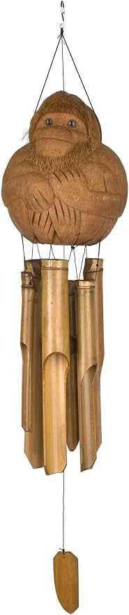 Woodstock Chimes Asli Arts Collection, Monkey Bamboo Chime, 32'' Bamboo Wind Chimes for Outdoor, Patio, Home or Garden Décor (CMO305)