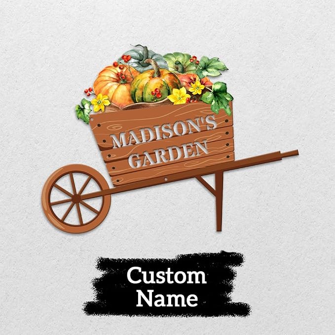 MeMate Garden Sign, Vegetable Garden Signs for Outdoor Decor, Personalized Metal Signs Garden, Customized Name Wall Art, Large Sign for She Shed Porch Deck, Personalized Outdoor Plaques