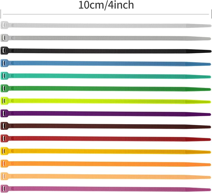 XINGO 1400 PCS Colored Zip Ties 4 Inch, Multicolor Zip Ties, Mix Packed 14 Color Plastic Wire Ties Assortment for Home Office Garden Garage and Workshop