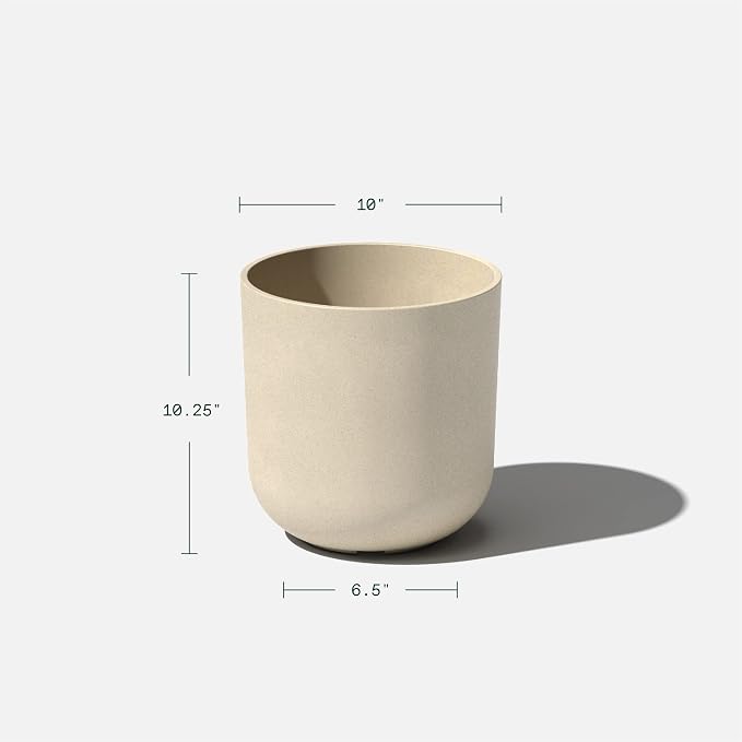 Veradek Mason Series Lima Planter - Round Planter for Indoor or Outdoor Porch/Garden | Made from Plastic-Stone Composite with Drainage Holes | Modern Décor for Succulents, Flowers, Small Plants