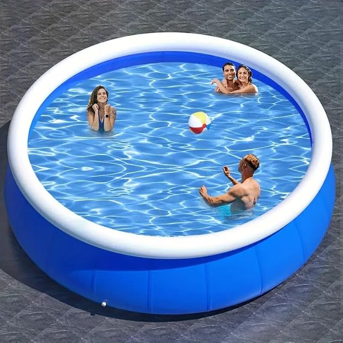 Montary Large 96"x96"x24.8" Inflatable Swimming Pool for Family- Thickened Backyard Summer Pool, Outdoor Blow Up Design with Coil Mesh, Foldable & Portable