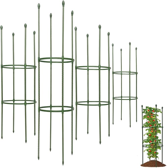 Tomato Cages for Garden,4 Pack 50in Tall Tomato Plant Support Stakes Adjustable Heavy Duty Steel Plant Tower Stakes, Updated Cucumber Trellis Garden Cages for Climbing Plants Vegetable Flowers