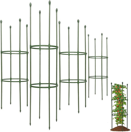 Tomato Cages for Garden,4 Pack 50in Tall Tomato Plant Support Stakes Adjustable Heavy Duty Steel Plant Tower Stakes, Updated Cucumber Trellis Garden Cages for Climbing Plants Vegetable Flowers