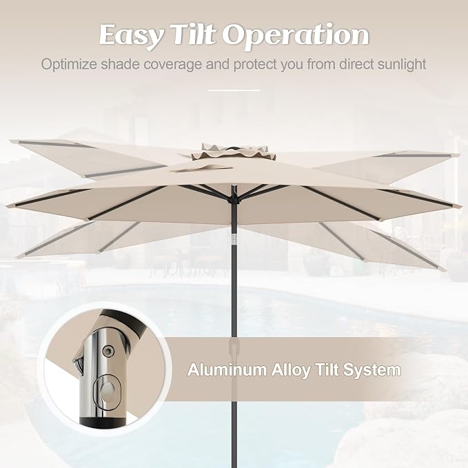 Giantex 10ft Outdoor Patio Umbrella, Market Table umbrella with Tilt Adjustment and Crank, 180G Polyester, Garden Canopy for Deck Backyard Pool Indoor Outdoor