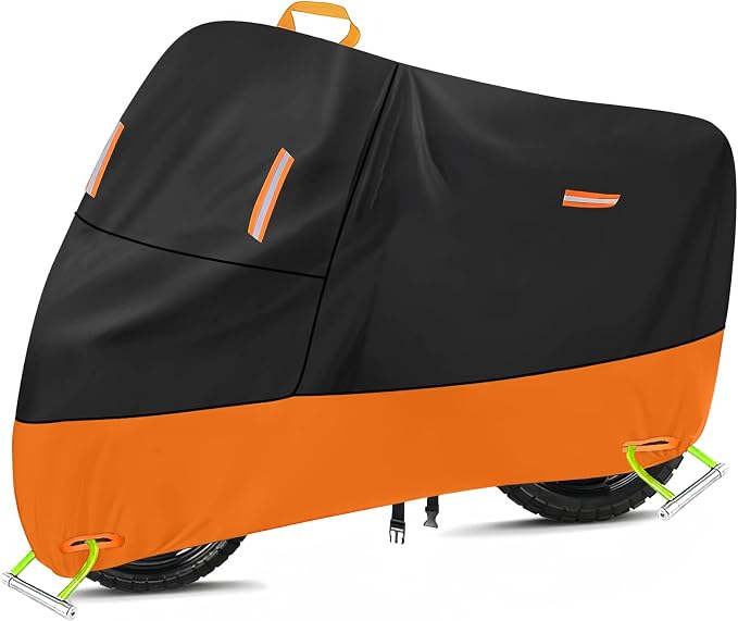 Motorcycle Cover Waterproof Outdoor 300D Oxford Heavy Duty Oxford All Season Sun Protection Fit up to 100 inch Dirt Bike Fat Boy Fat Bob Honda Africa (XXXL: 96" x 37" x 50")