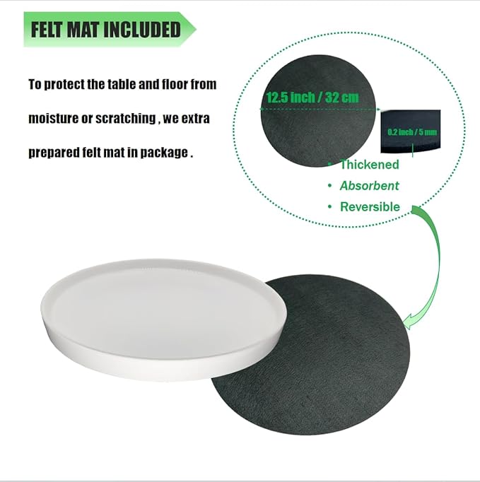 Yukfona Ceramic Plant Saucer Tray 1 Pcs 12 Inch White, 12.5" OD x11.9 ID x1.6 Deep| Fits Flower pots Bottom≤ 11.9", Heavy Duty Glazed Round Planter Drip with Catch Basin for Indoor Outdoor Plants