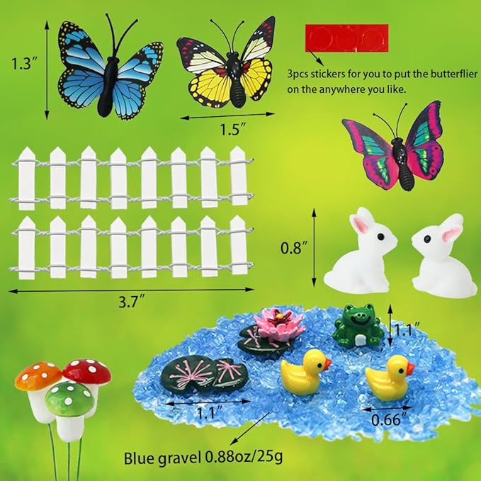 BangBangDa Miniature Fairy Garden Decoration Set - Mini Fairy Figurines Houses Accessories Yard Patio Decor Girl Boy Birthday Gifts Indoor Outdoor Flower Succulent Garden Kit 23PCS