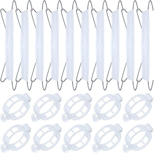 20Pcs Tomato Hooks with String, Tomato Support Hooks, Tomato Holder Hooks & Plant Support Clips with 33.3ft Twine to Prevent Tomatoes from Pinching or Falling Off