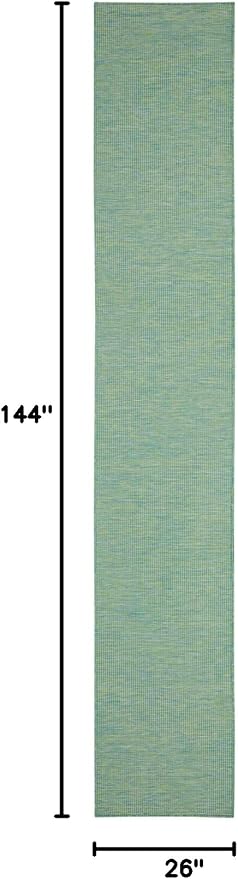 Nourison Home Positano Blue Green 2'2" x 12' Area Rug - Easy Clean, Non Shedding, Bed Room, Living Room, Dining Room, Kitchen (12' Runner)