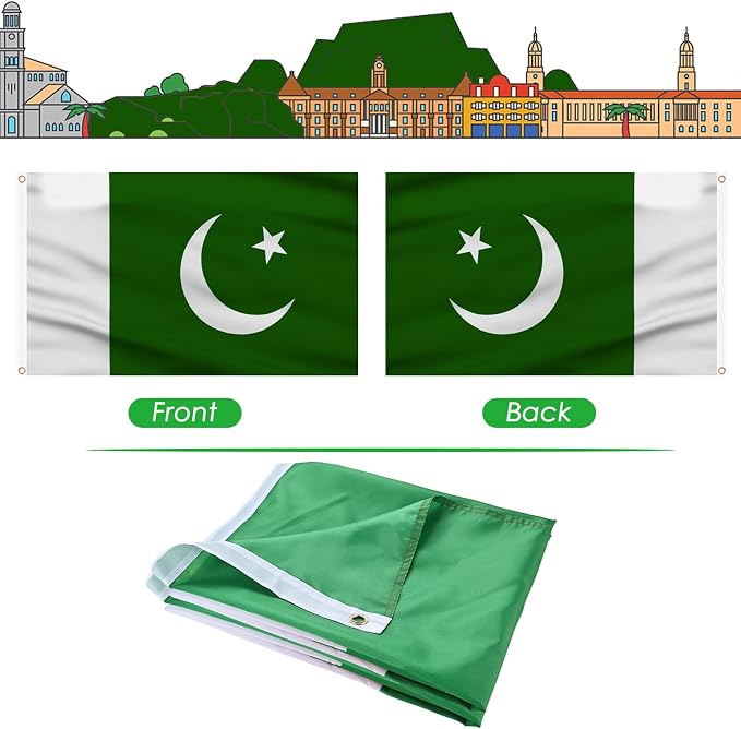 AhfuLife 2 Pcs Pakistan Flag 3x5 Ft, Large Pakistan National Flags for Outside - Double Side with Brass Eyelets for Olympic Party Decorations, Bar Garden Street Decoration Indoor Outdoor