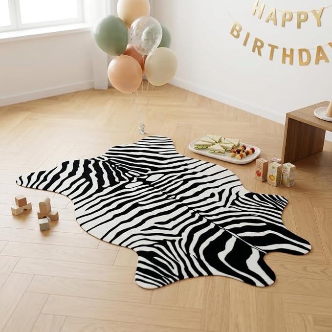 MustMat Zebra Print Rug,Black White Modern Minimalist Decor 2'6"×3'7" | Fits Bedroom,Vanity,Entryway,Armchair,Dorm,RV;Matches Boho,Farmhouse,Contemporary Decor