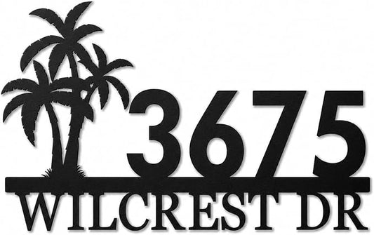 Custom Metal House Number Sign Personalized Address Plaque for Tropical Outdoor Street Number Display Porch Yard Mailbox Fence Gift