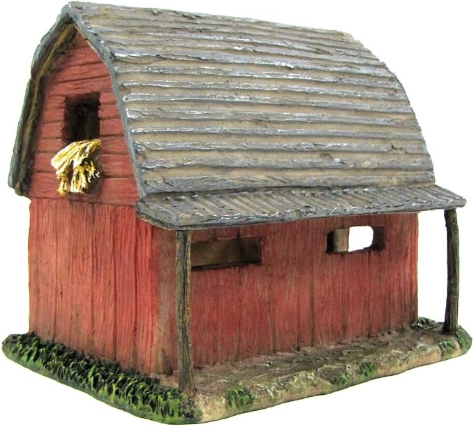 Treasure Gurus Miniature Red Barn Fairy Garden House Accessory Mini Dollhouse Decor Outdoor Gnome Home Ornament