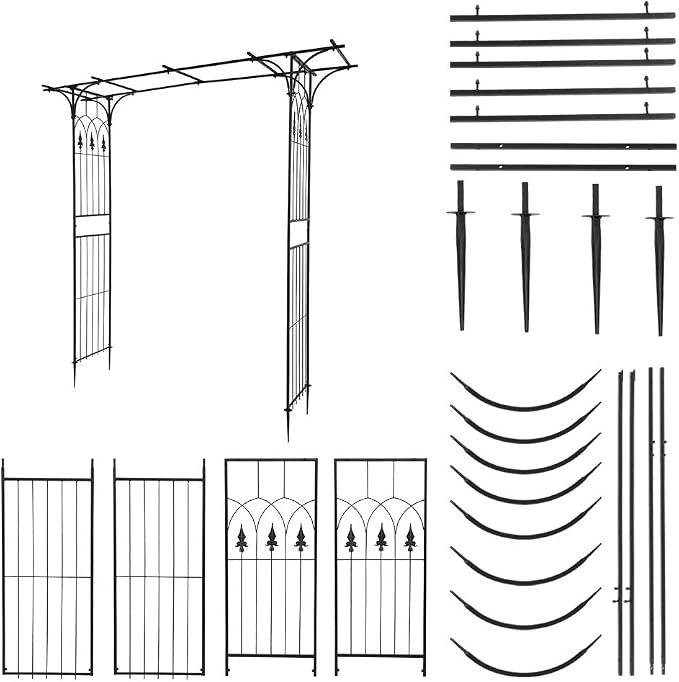 Garden Arch Trellis for Climbing Plants Outdoor, Metal Arch Frame Garden Arbors and Arches, Outdoor Archway Metal Arch Backdrop Stand for Flower Vines Wedding Bridal Birthday Party Decoration