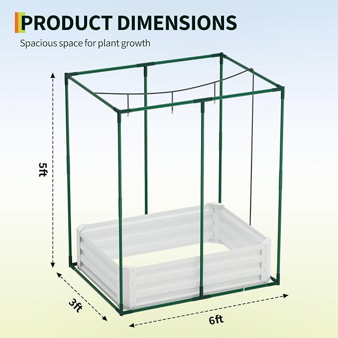 Garvee 72"x36"x12" Raised Garden Bed Kit with Shade Cloth & Irrigation, 3-in-1 Metal Planter Box with Insect Mesh & Drip System, Self-Watering Outdoor Galvanized Raised Bed for Vegetables Flowers
