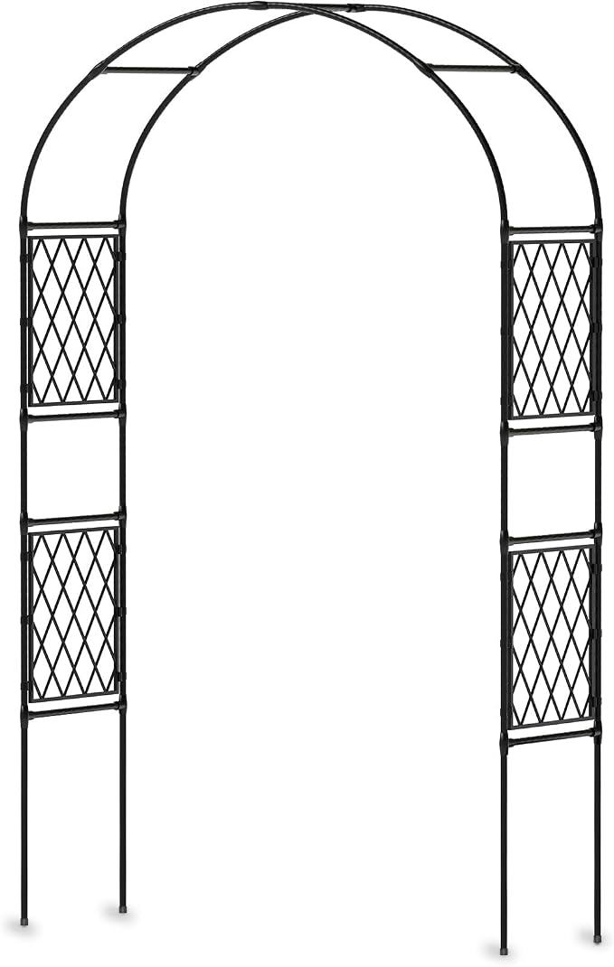Metal Garden Arbor, 86.6" x 47" Garden Arch Trellis, for Wedding Arch Frame, Climbing Plants, Decorative Archway, Patio, Backyard, Patio, Lawn, Pathway, Seaside, Black