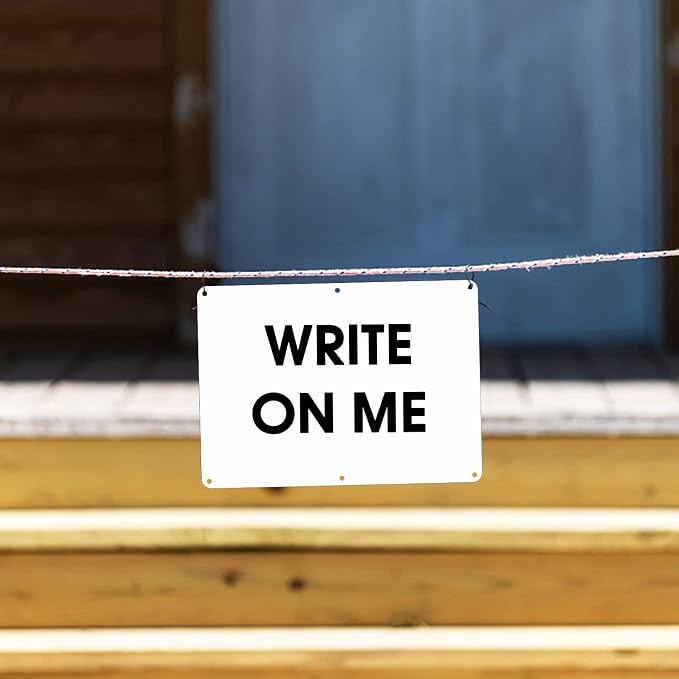 Faittoo Blank Write-On Metal Sign, 2-Pack 10 x 7 Inches Rust Free Aluminum, UV Protected, Waterproof, Weather Resistant, Durable Ink, Easy to Mount