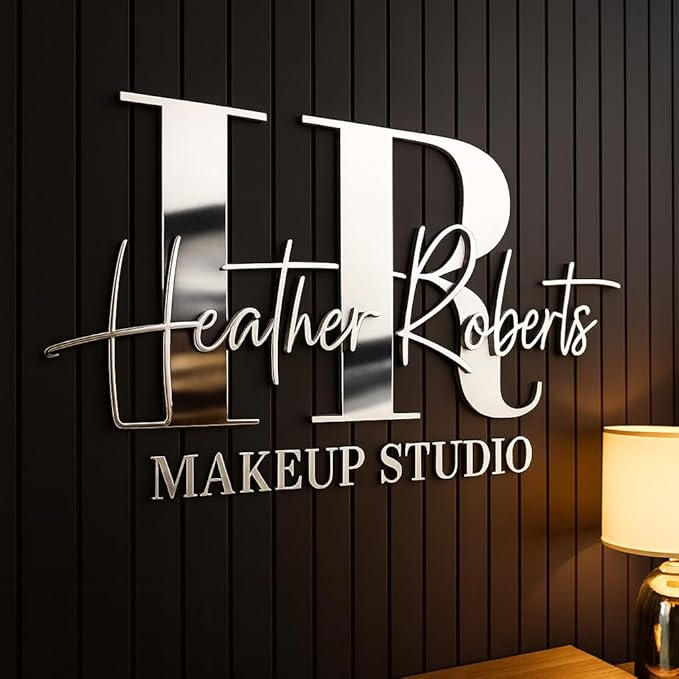 Custom Acrylic Business Logo Sign, Personalized 3D Letter Professional Business Logo Signs for Wall, Premium Laser Cut Acrylic Signage for Salon, Spa, Boutique, Studio, Barber, Retail Store Font Retail Outlets Company Office Wedding GYM Decor