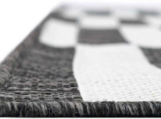 Unique Loom Outdoor Striped Collection Area Rug - Striped (2' x 8' Runner Charcoal/Ivory)