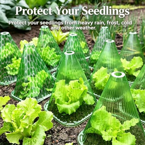 Fshow Garden Cloches,20 Pack Reusable Plant Bell Cover,Bell Jar Cloches for Protection Against Sun, Frost, Snails Etc. (Green) - Image 3