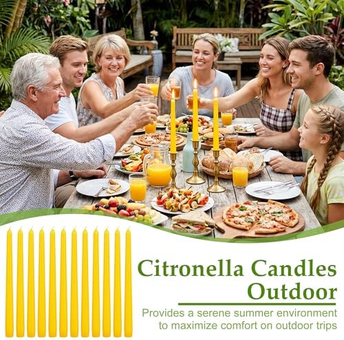 Citronella Taper Candles, 12-Pack 10-Inch Long Citronella Candle Sticks - Image 5
