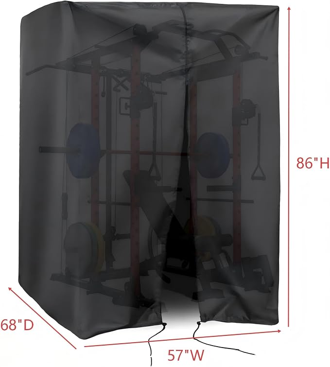 Squat Rack Cover, Waterproof Outdoor Gym Equipment Covers with Zipper for Squat Rack/Weight Lifting Rack/Home Gym Workout Equipment