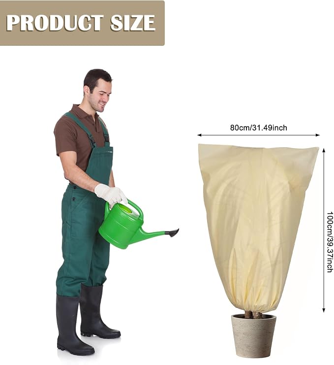 Plant Covers Freeze Protection, Winter Frost Cloths 2.8oz/yd² with Zipper and Drawstring, Garden Cover Protective Blankets for Outdoor Plants Fruit Palm Olive Trees (31in*39in 2pc)