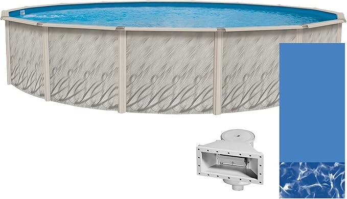 Lake Effect Pools 'Meadows Reprieve' 24' Round Above Ground Swimming Pool | 52" Inch Height | Resin Protected Steel Sided Walls | a Swirl Bottom Overlap Pool Liner and Widemouth Skimmer