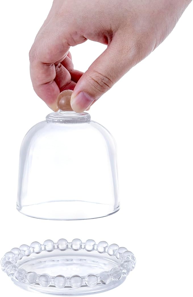 MyGift Set of 4 Mini Glass Cloche Domes with Scalloped Base – Small Round Display Covers for Trinkets, Keepsakes, Jewelry, Collectibles, Party Favors, Table Decorations, and Home Décor