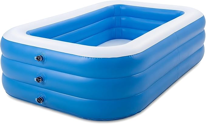 Oversized Thickened Blowup Pool, 96" × 54" × 20 Large Family Swimming Pool, Outdoor Patio Backyard Summer Party, Heavy-Duty Wear-Resistant PVC, Rapid Inflation, Waterproof Leisure Design