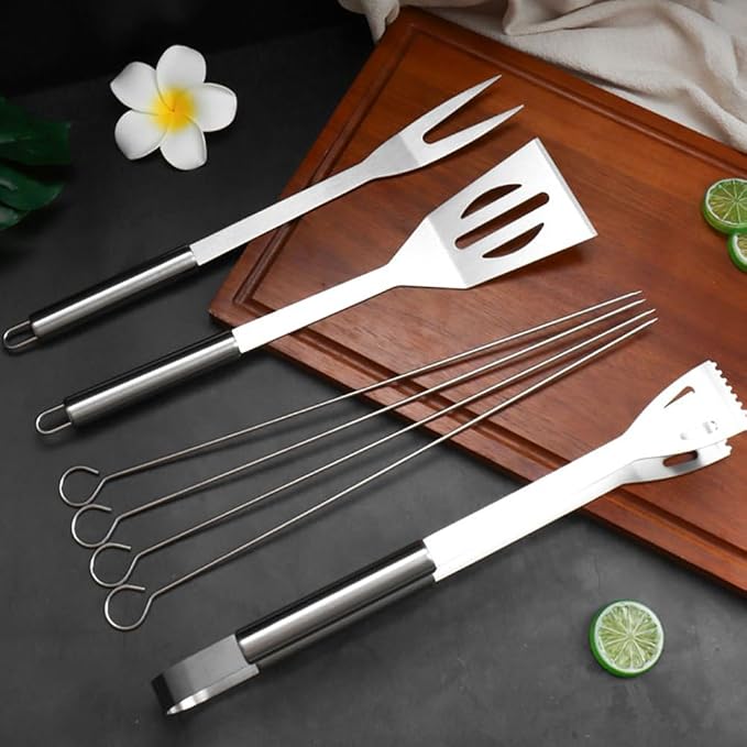 BBQ Accessory Tool Set, 20-Piece, Stainless Steel, with Black Aluminum Case, for Outdoor Grilling, Gift for Men