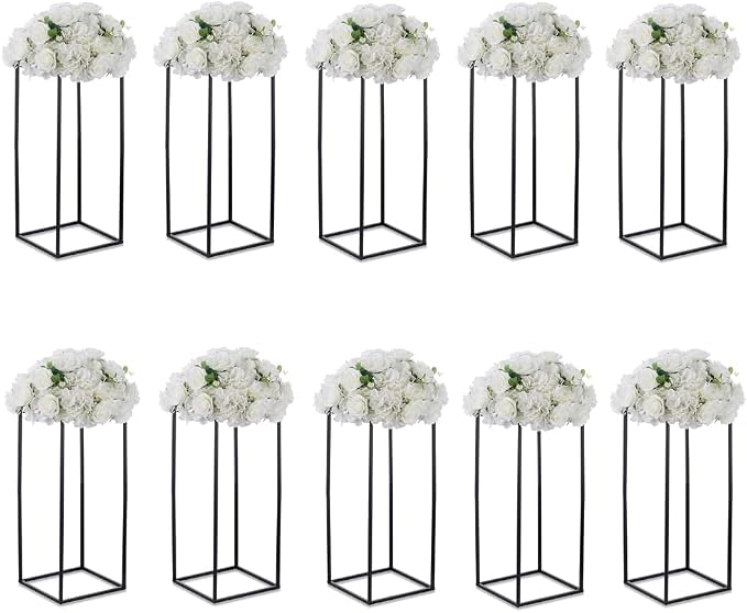 Black Plant Stand Pedestal Stand - 10 Pcs Metal Plant Stand, 23.6in Tall Flower Stand Vase Flower Holder, Wedding Centerpieces for Tables, Corner Planter Pot Rack for Living Rooms, Home, Patio Decor