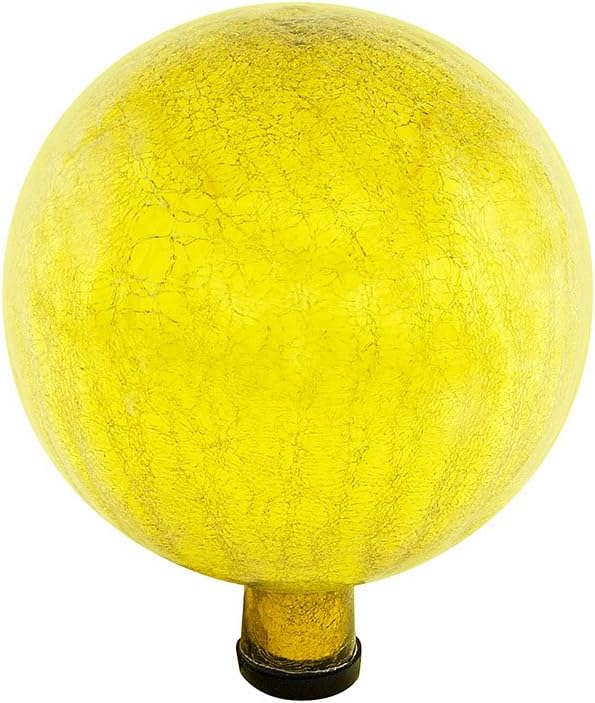 Achla Designs 10-inch Crackle Gazing Globe, Lemon Drop