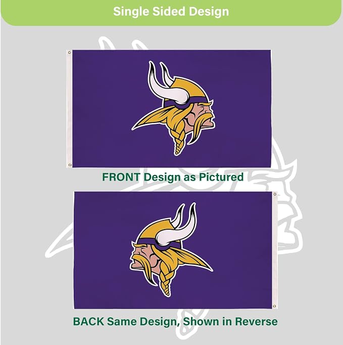 Team Sports America NFL Minnesota Vikings 3 x 5 Outdoor Durable House Flag with Grommets | Sport Team Flag & Banner | Indoor Wall Decor Flag for Room | Works with Flag Poles for Outside House