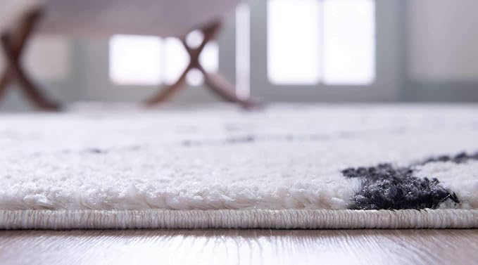 Unique Loom Morocco Collection Tribal, Southwestern, Bohemian Area Rug (7' 0 x 7' 0 Round, Ivory/Black)