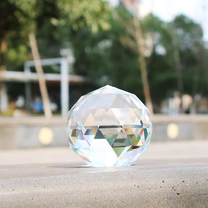 2 Pack Clear Crystal Ball Prism Window Rainbow Maker Window Prisms Suncatcher for Feng Shui, (80mm+60mm)